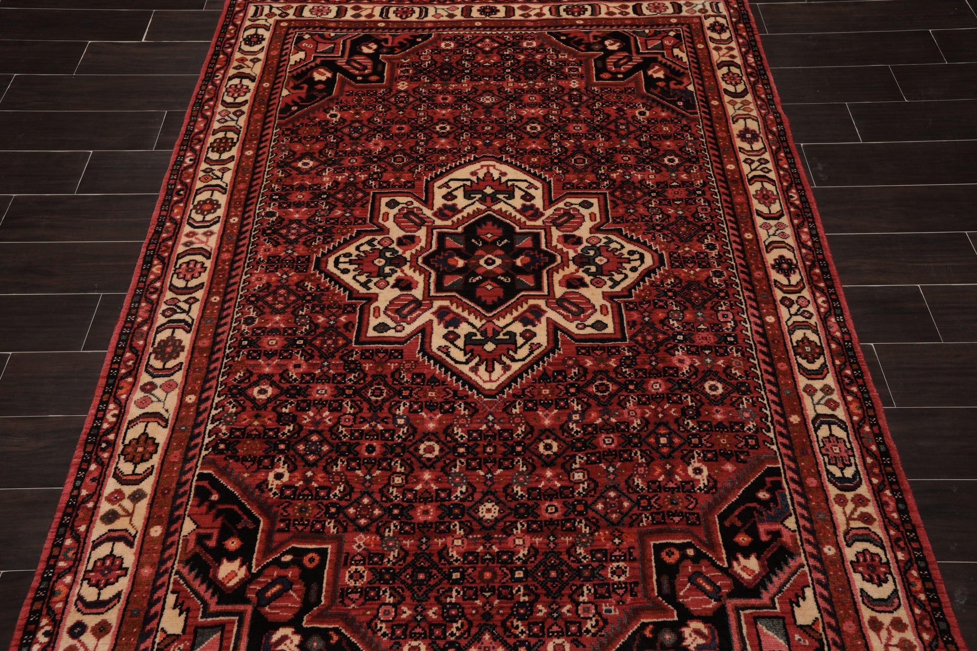 5'1" x 6'10" Hand Knotted 100% Wool Vegetable Dyes Oriental Area Rug Red-4