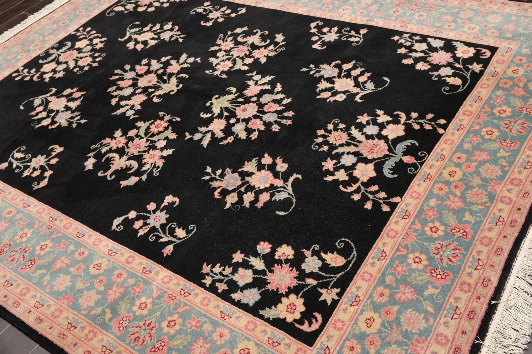 7'8'' x 9'8'' Hand Knotted Wool Rare Romanian Saroukk Traditional Area Rug Black-2