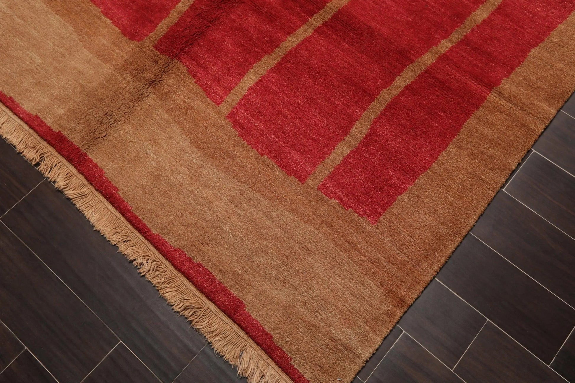 6' x 9' Hand Knotted Tea Wash Hand Carded Wool Tibetan Oriental Area Rug Red-4