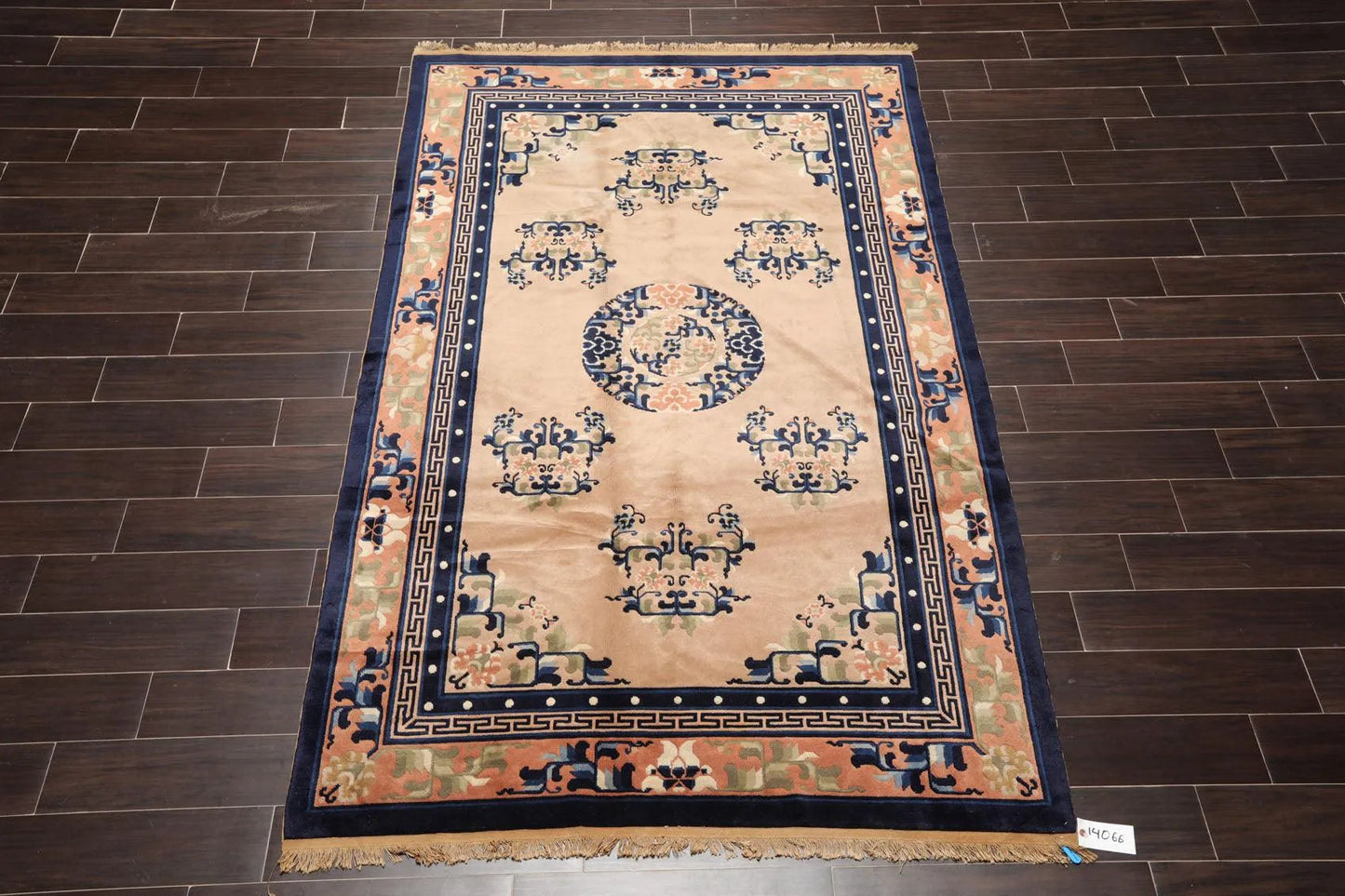 5' x 8'1'' Vintage Hand Knotted Oriental Wool Chinese Art Deco Area Rug Beige-1