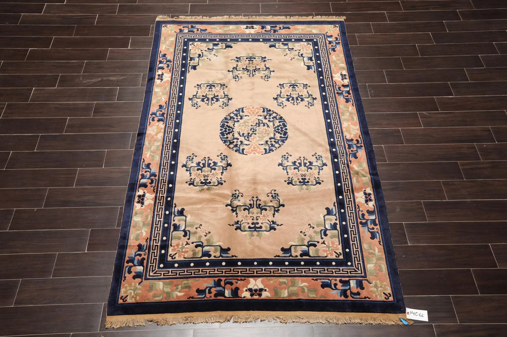 5' x 8'1'' Vintage Hand Knotted Oriental Wool Chinese Art Deco Area Rug Beige-1