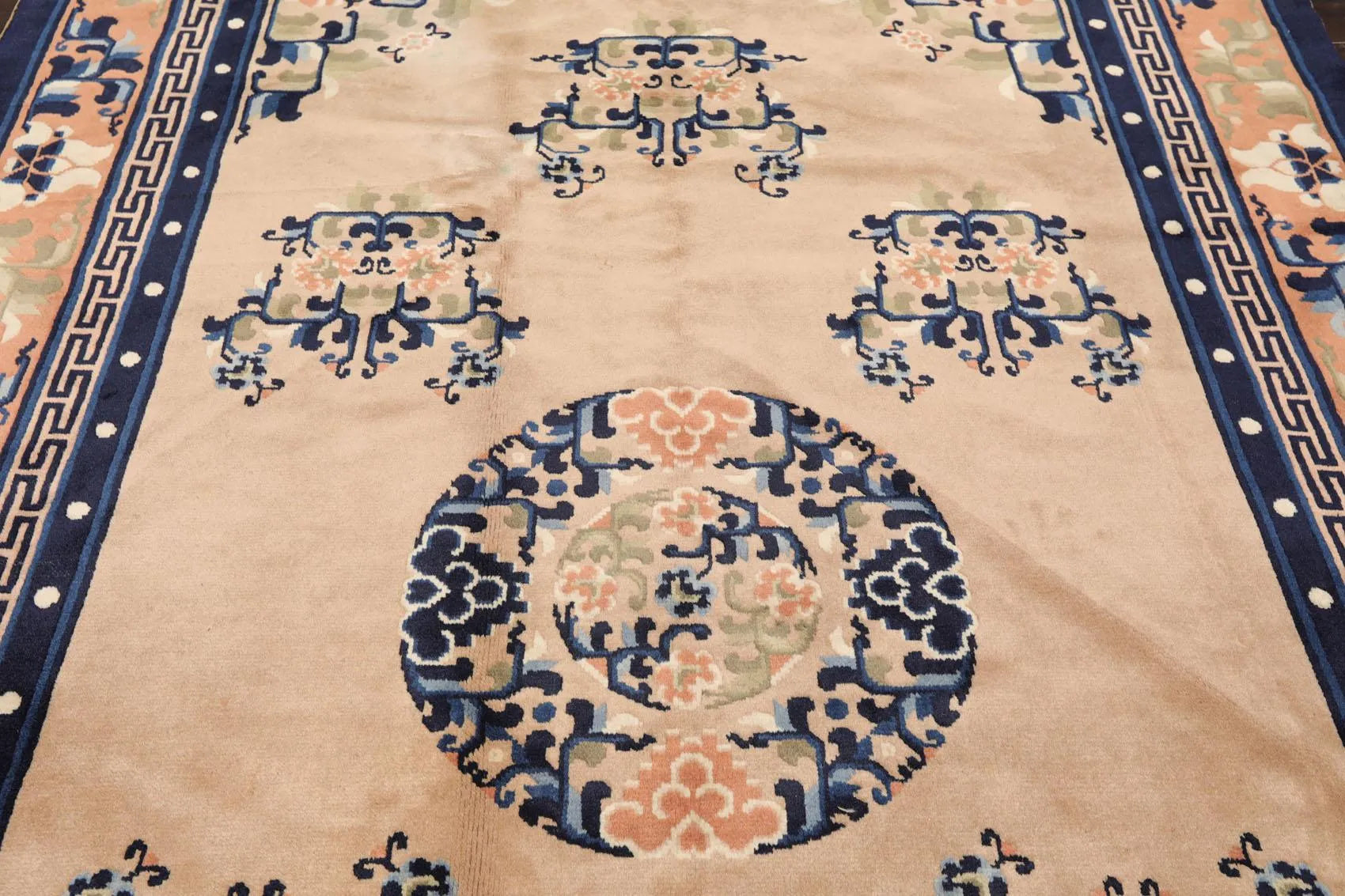 5' x 8'1'' Vintage Hand Knotted Oriental Wool Chinese Art Deco Area Rug Beige-4