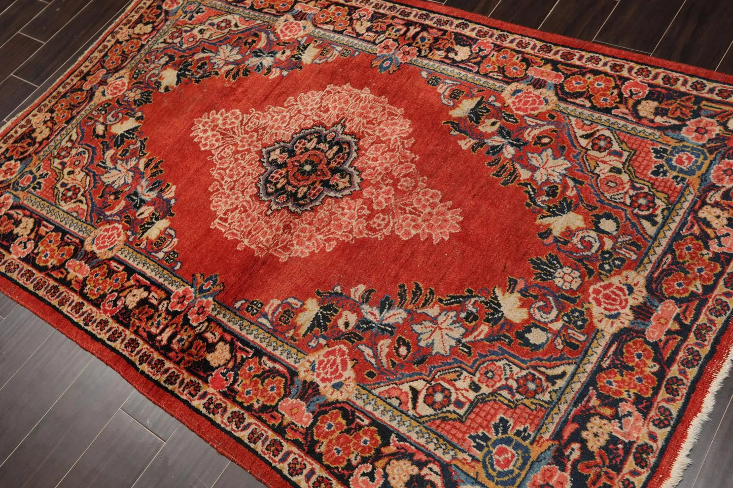 4'3'' x 6'6'' Antique Hand Knotted 100% Wool Sultanabad Oriental Area Rug Rust-2