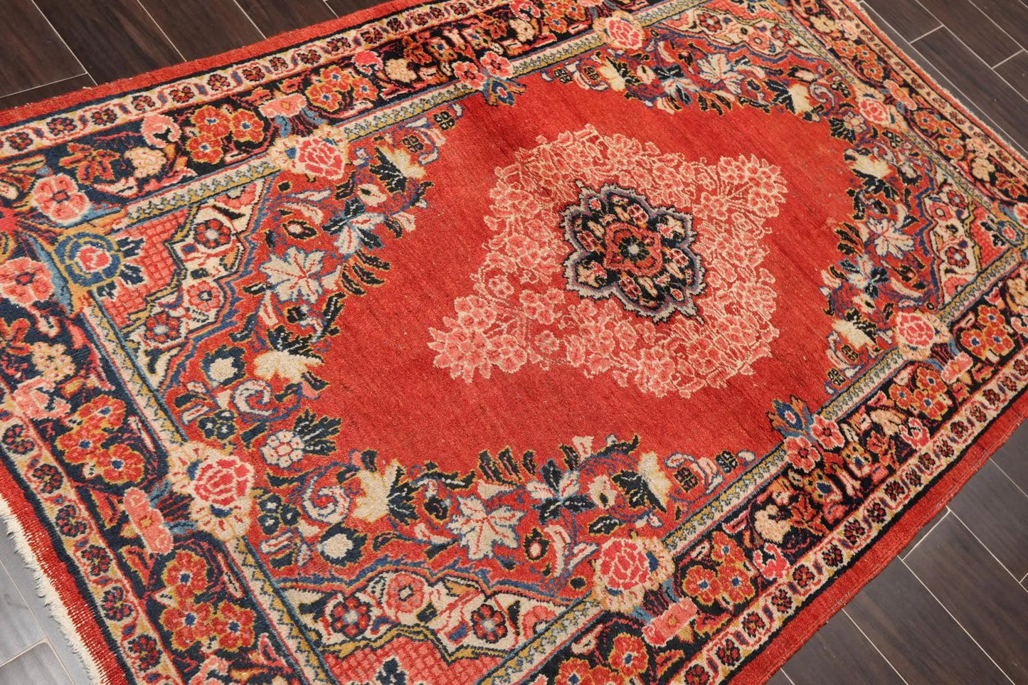4'3'' x 6'6'' Antique Hand Knotted 100% Wool Sultanabad Oriental Area Rug Rust-3