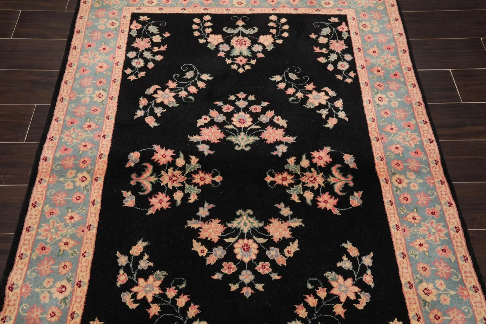 4' x 6' Hand Knotted 100% Wool Rare Romanian Saroukk Area Rug Black-4