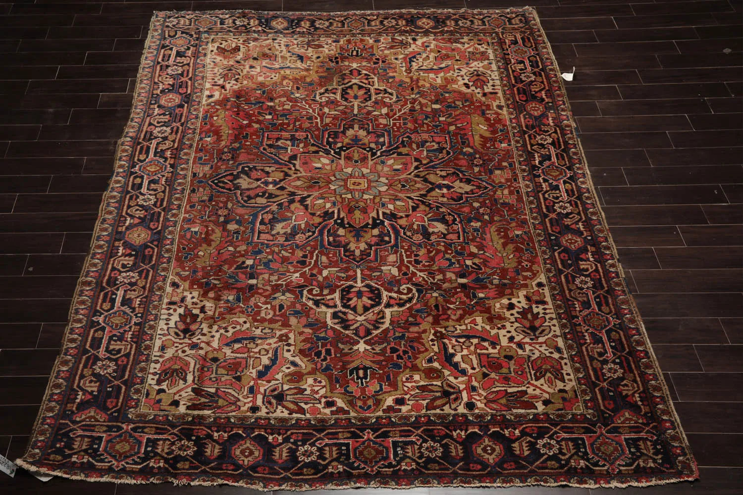 8x10 Rust, Midnight Blue Hand Knotted 100% Wool Heriz Traditional Oriental Area Rug-2