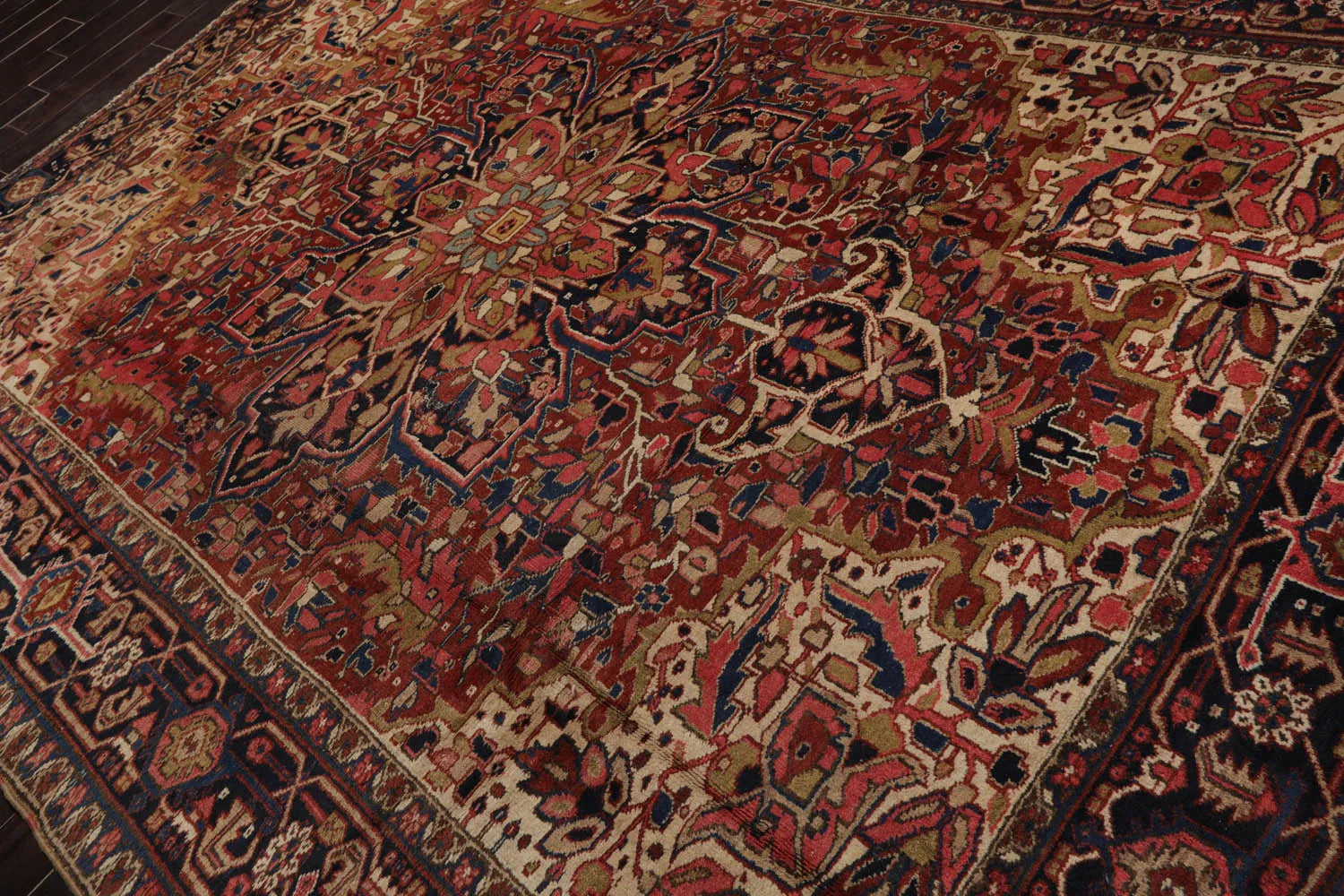8x10 Rust, Midnight Blue Hand Knotted 100% Wool Heriz Traditional Oriental Area Rug-3