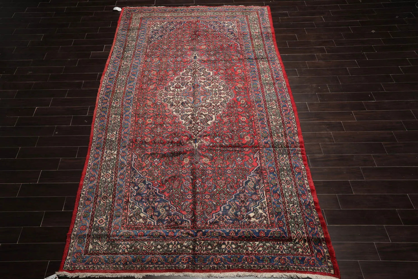 7x13 Coral, Ivory Hand Knotted 100% Wool Tabriz Traditional Oriental Area Rug-2