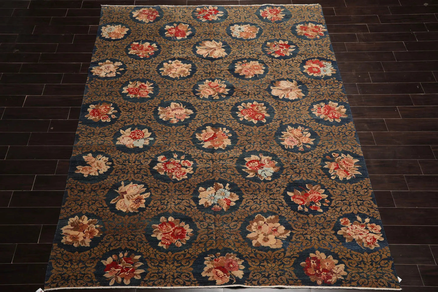 8x10 Blue, Brown Hand Knotted Tibetan 100% Wool Michaelian & Kohlberg Traditional  Oriental Area Rug-2