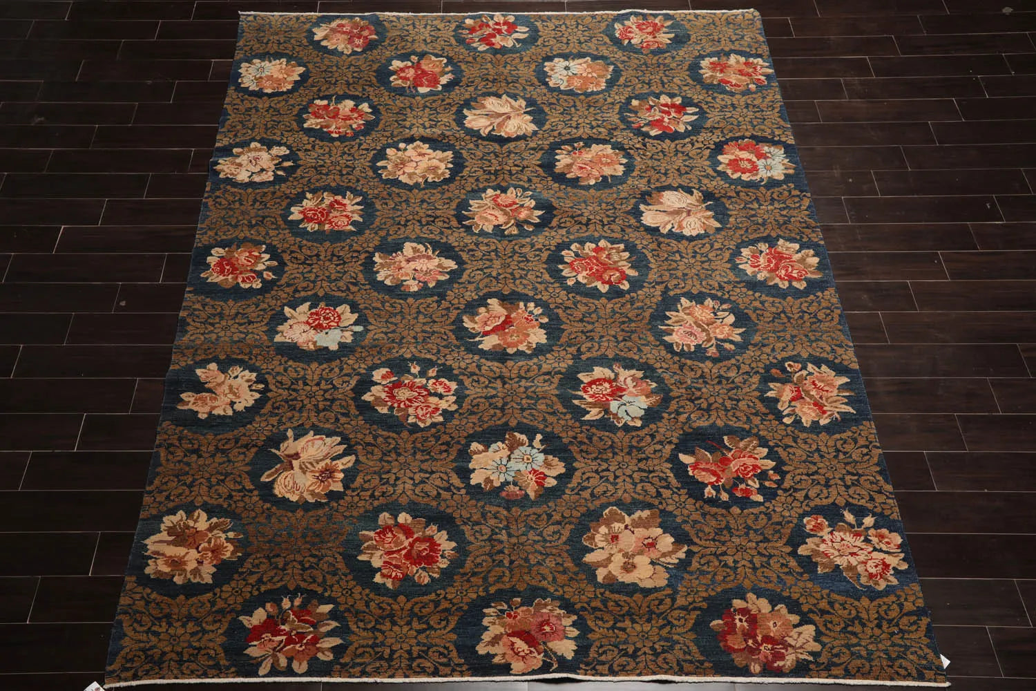 8x10 Blue, Brown Hand Knotted Tibetan 100% Wool Michaelian & Kohlberg Traditional  Oriental Area Rug-2