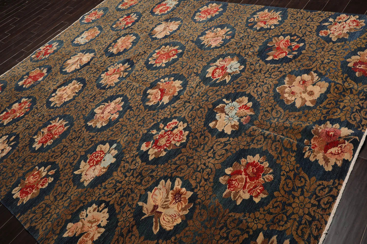 8x10 Blue, Brown Hand Knotted Tibetan 100% Wool Michaelian & Kohlberg Traditional  Oriental Area Rug-3