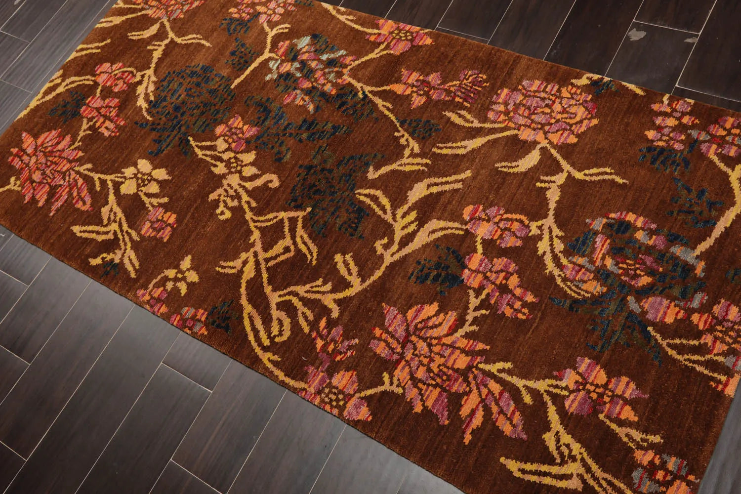 4x6 Brown,Gold Hand Knotted Tibetan 100% Wool Michaelian & Kohlberg Traditional  Oriental Area Rug-3
