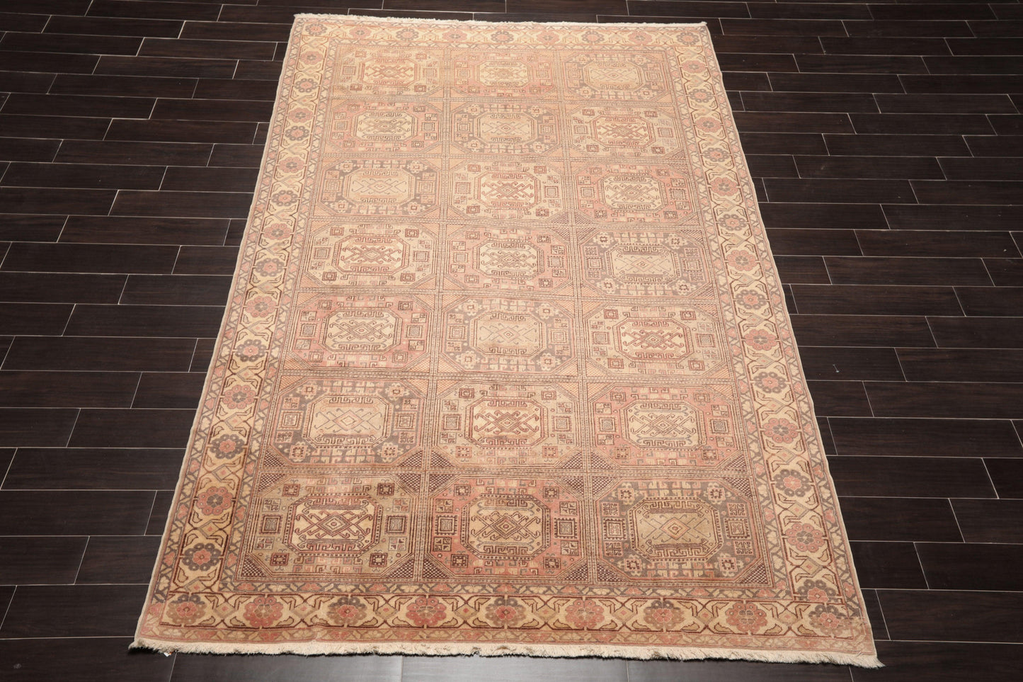 6'6" x 9'11" Hand Knotted Wool Kayseri Vegetable dyes Oriental Area Rug Rose-1