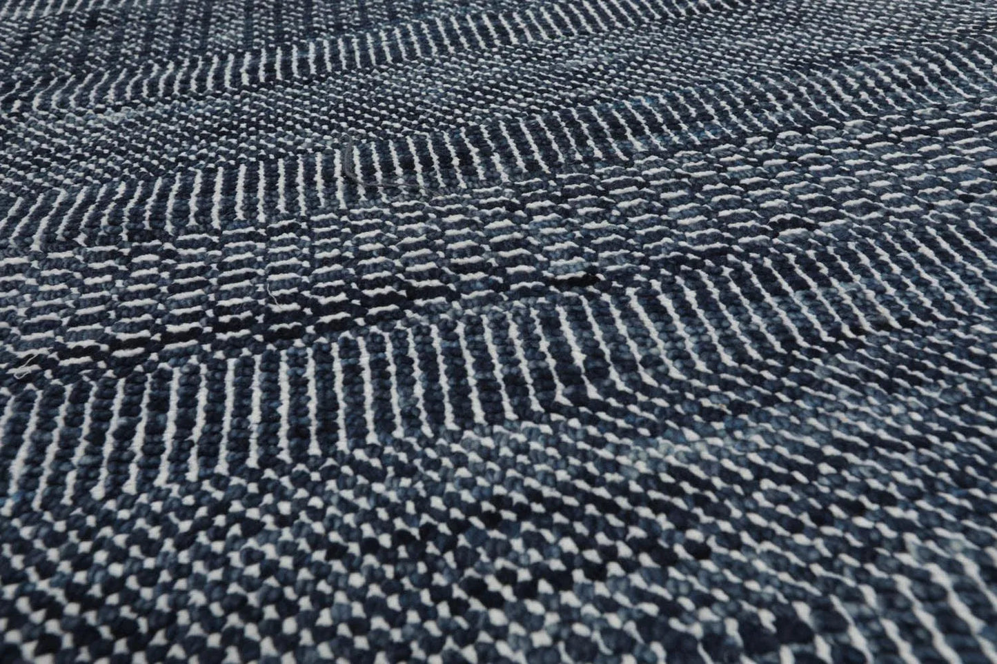 10'x14' Blue Hand Knotted Modern & Contemporary Geometric Tibetan Wool and Bamboo Silk Oriental Area Rug-2