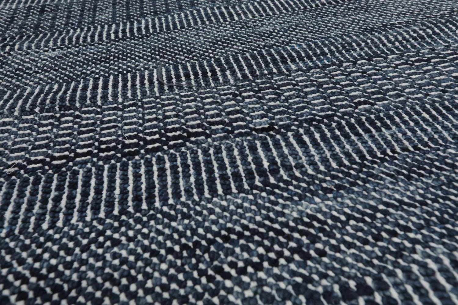 10'x14' Blue Hand Knotted Modern & Contemporary Geometric Tibetan Wool and Bamboo Silk Oriental Area Rug-2