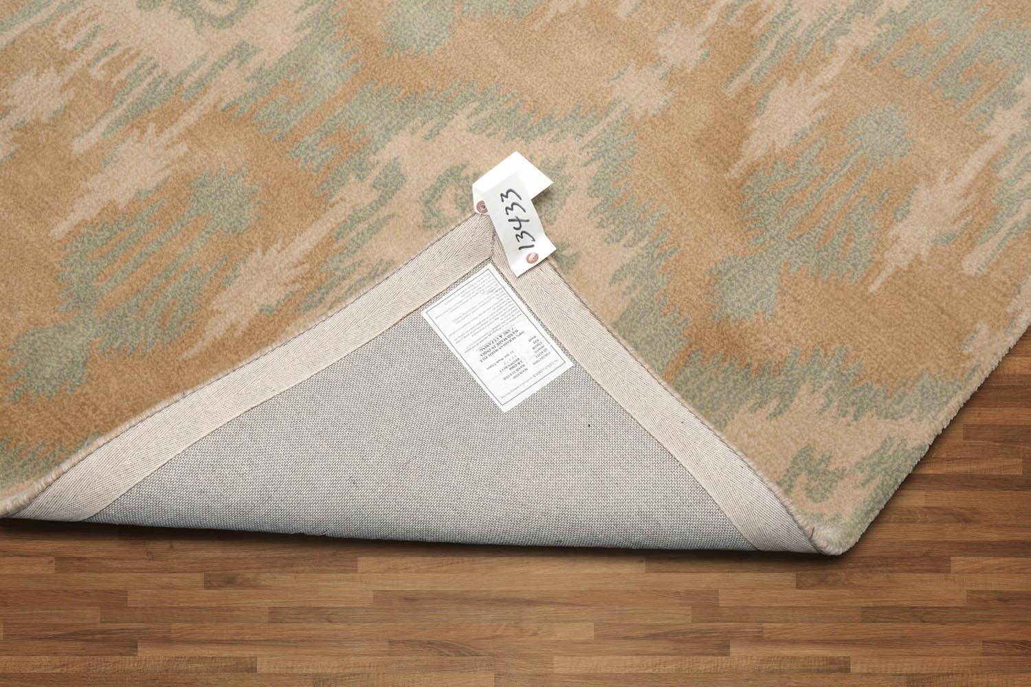 5'1" x 8'7" Handmade 100% Wool Ikat Oriental Area Rug Modern Tan-2