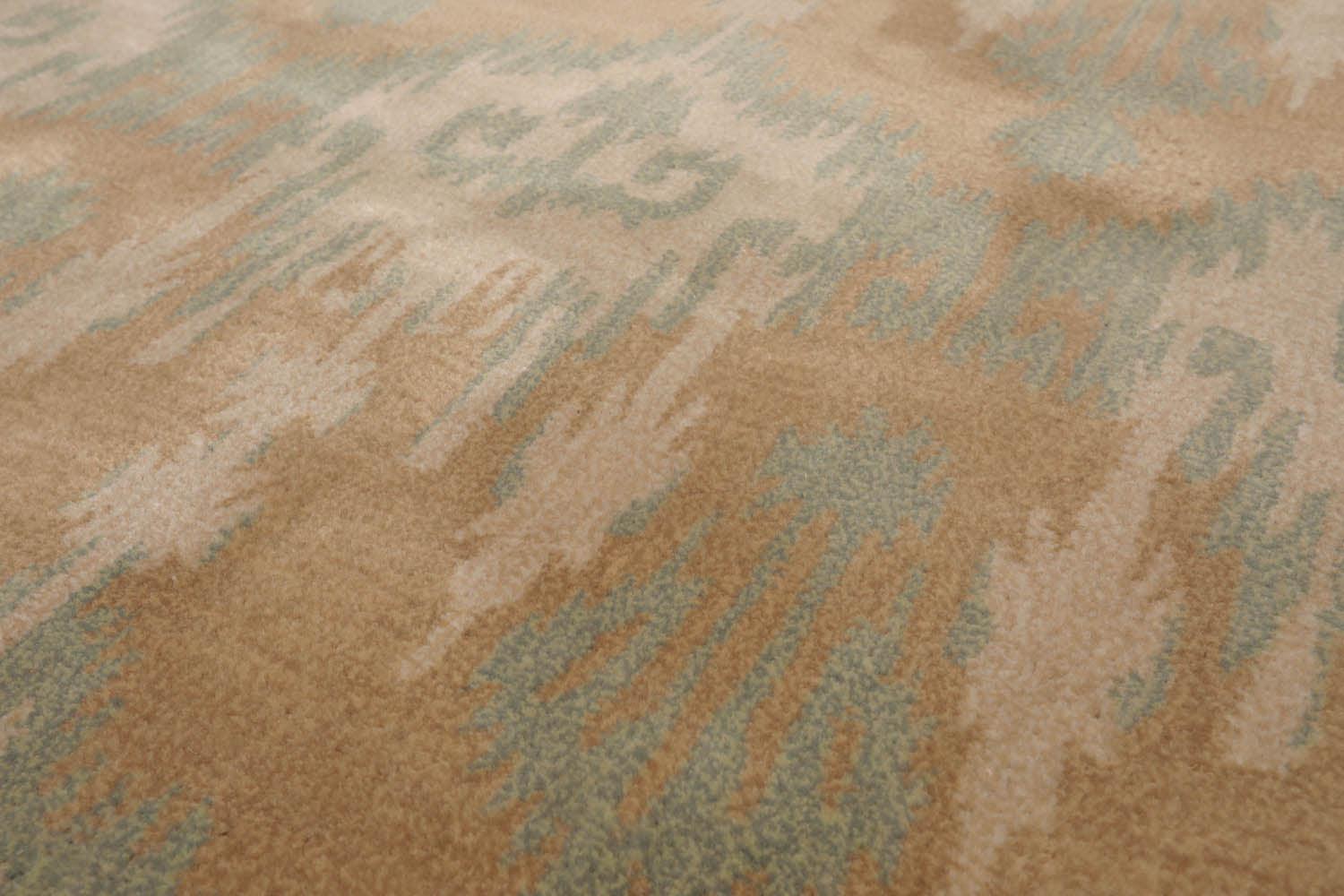 5'1" x 8'7" Handmade 100% Wool Ikat Oriental Area Rug Modern Tan-4
