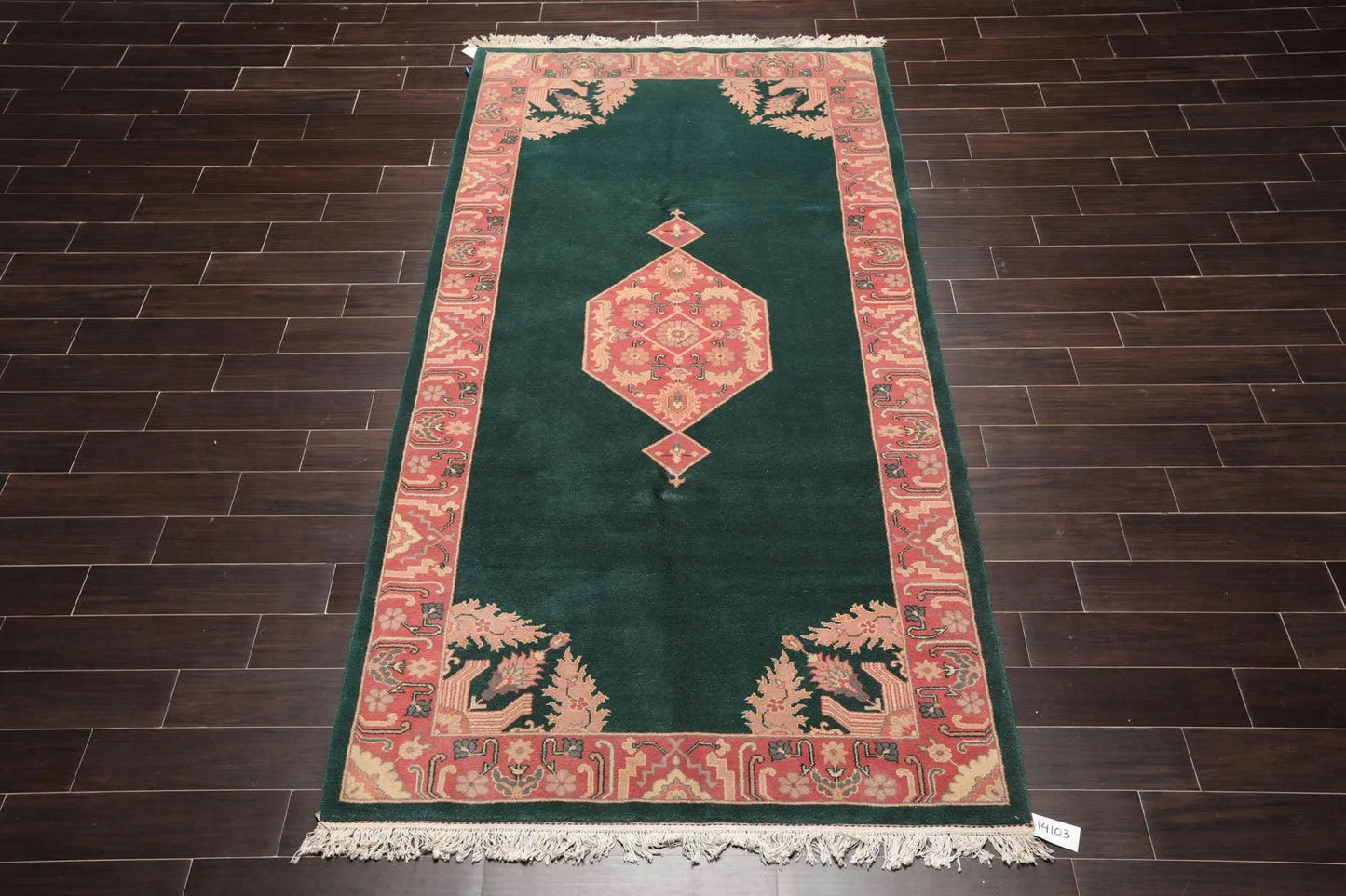 5' x 9'9'' Palace Hand Knotted Wool Rare Romanian Hamadaan Area Rug Emerald-2