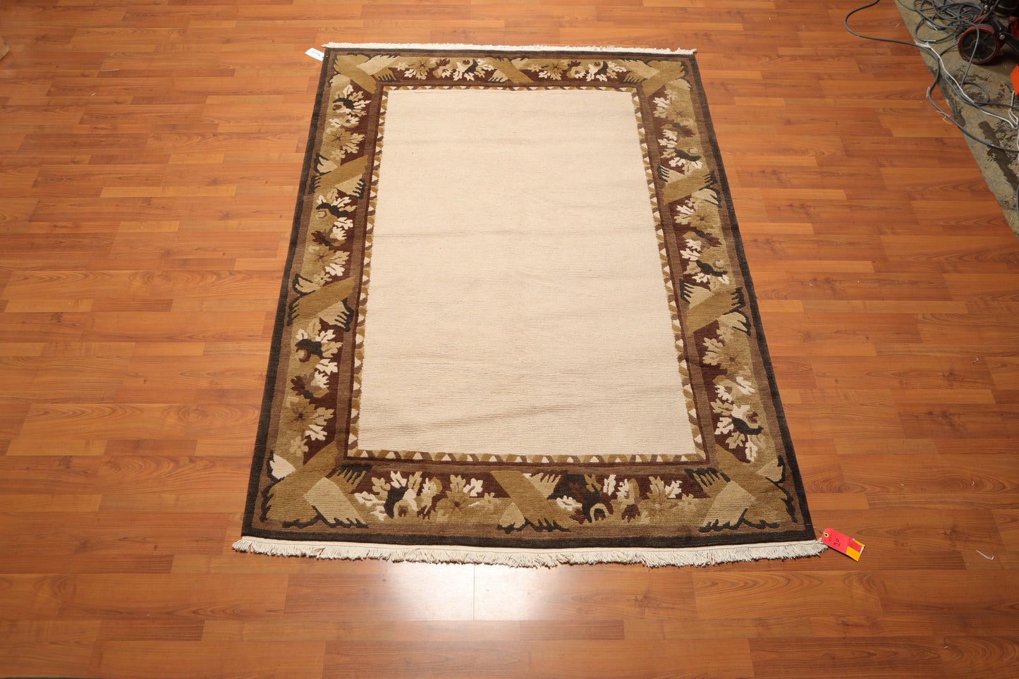 5'9" x 8'1" Hand Knotted Classic Loop/Cut Pile Tibetan Oriental Area Rug Beige-1
