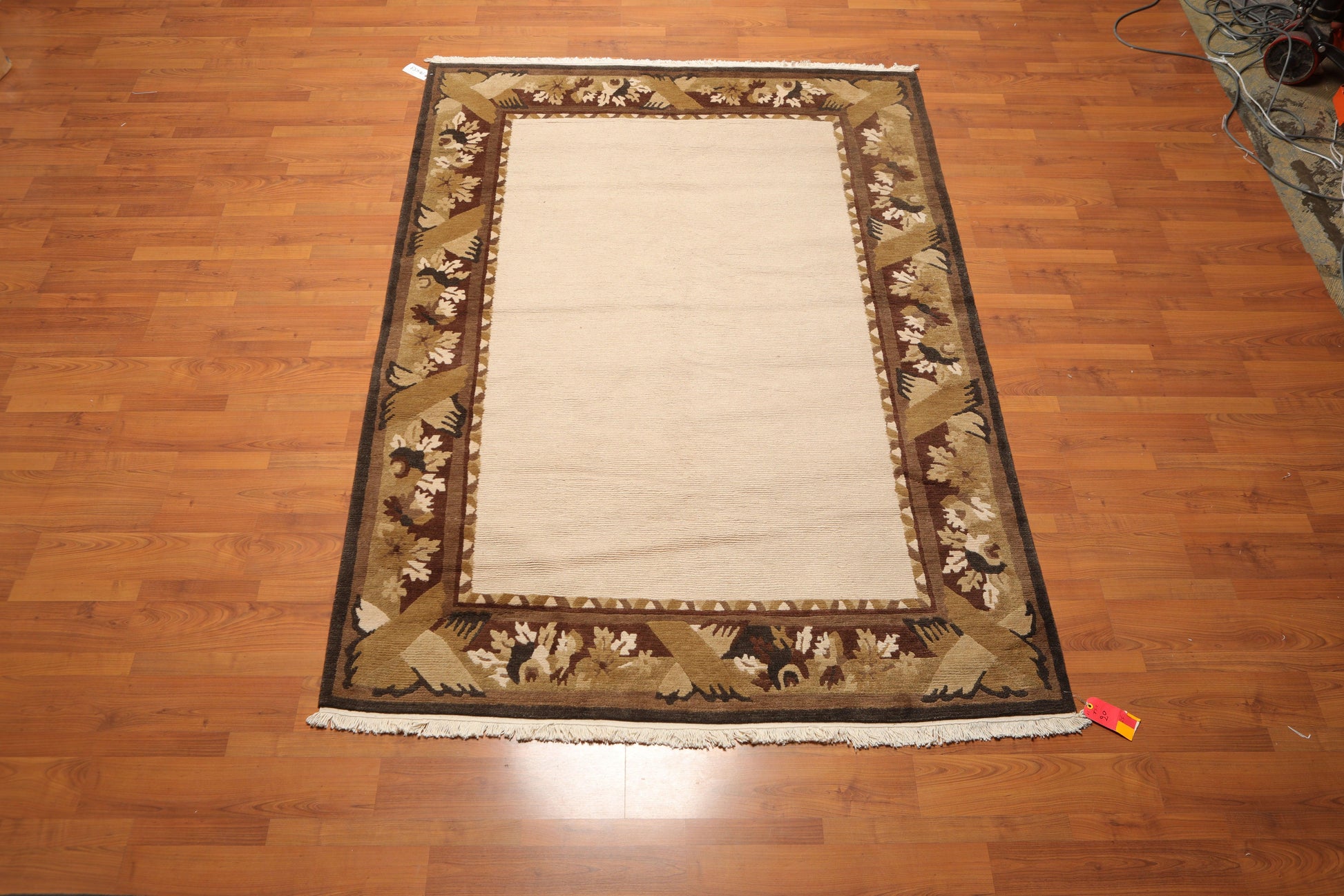 5'9" x 8'1" Hand Knotted Classic Loop/Cut Pile Tibetan Oriental Area Rug Beige-1