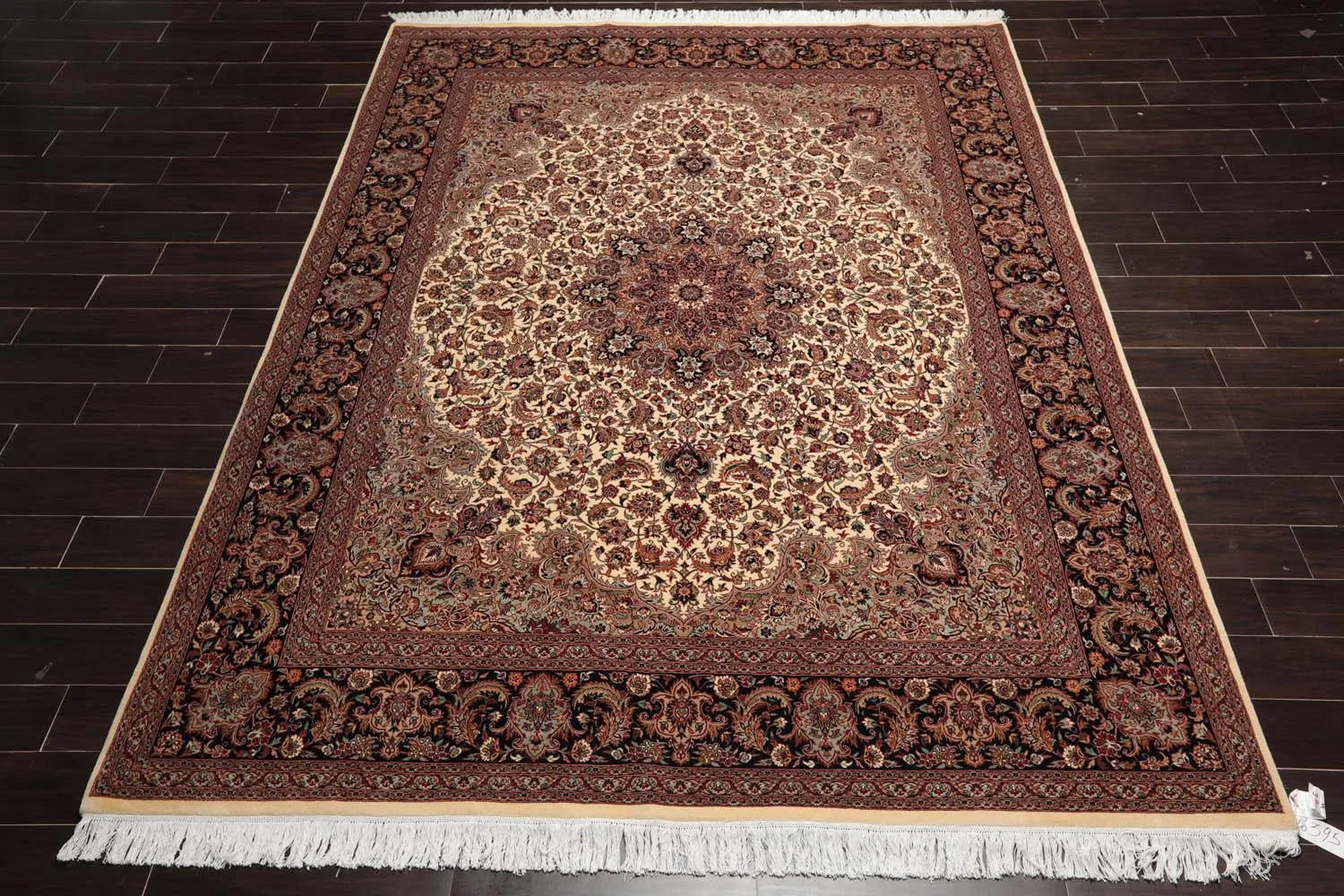 8'1” x 10’ Hand Knotted 100% Wool Pak Persian Tabriz 300 KPSI Area Rug Ivory-1