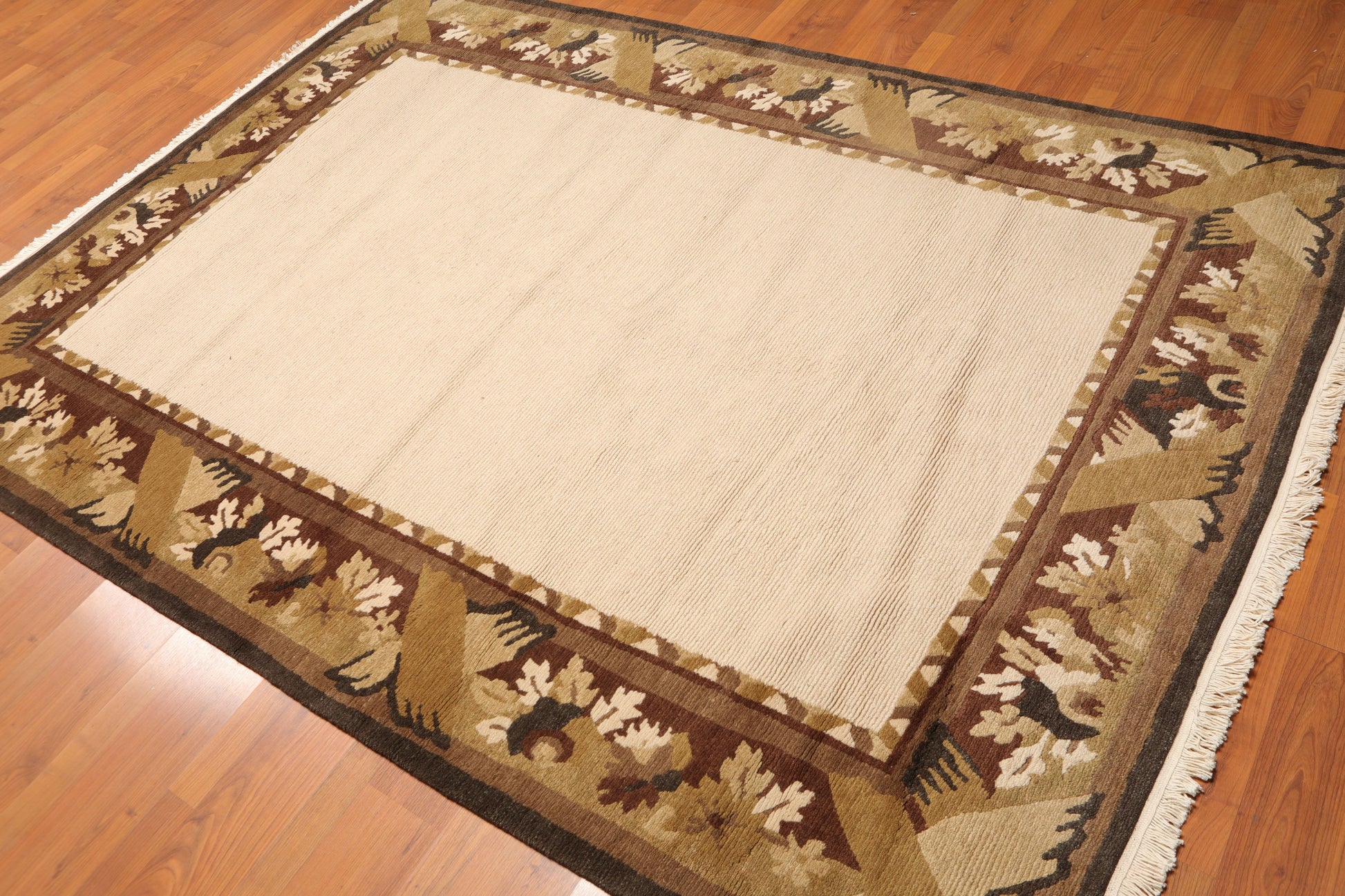 5'9" x 8'1" Hand Knotted Classic Loop/Cut Pile Tibetan Oriental Area Rug Beige-2