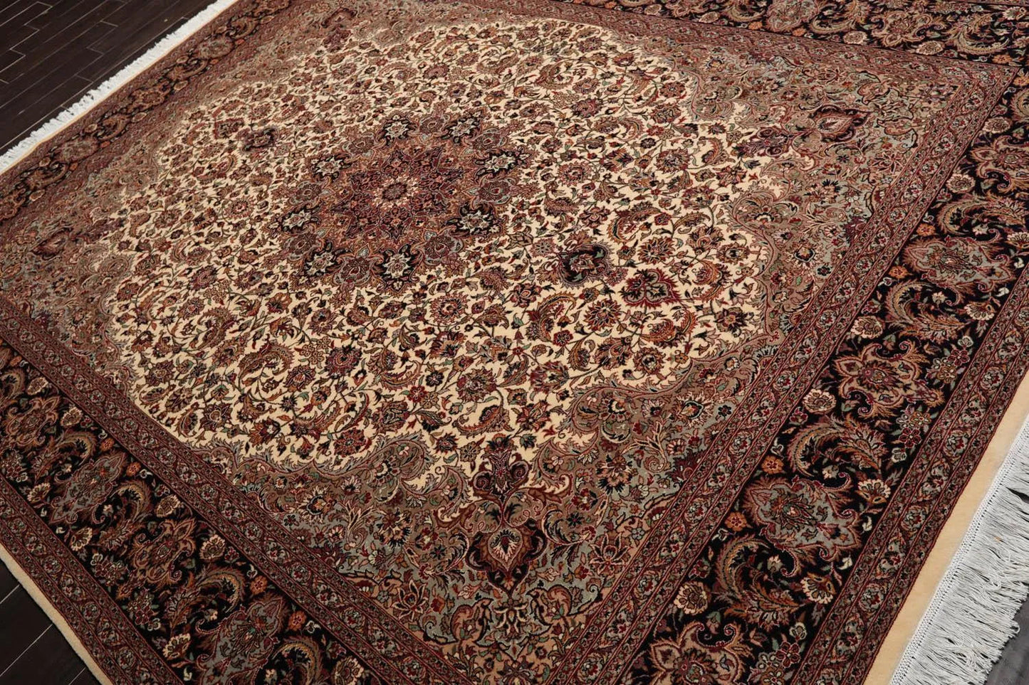8'1” x 10’ Hand Knotted 100% Wool Pak Persian Tabriz 300 KPSI Area Rug Ivory-2