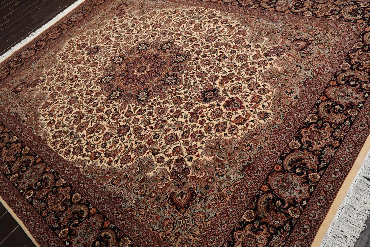 8'1” x 10’ Hand Knotted 100% Wool Pak Persian Tabriz 300 KPSI Area Rug Ivory-2