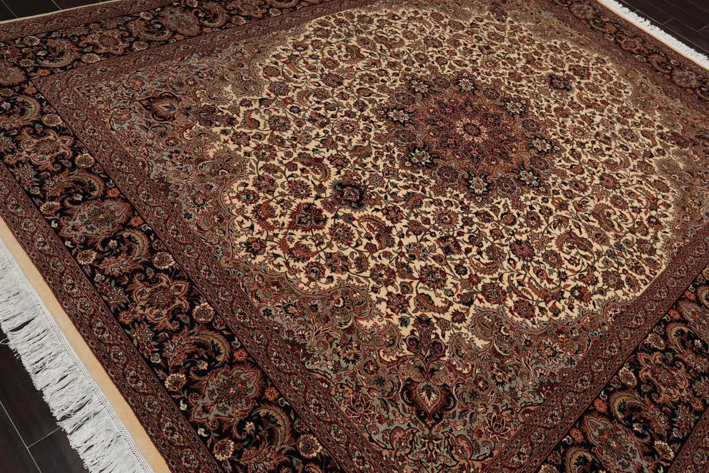 8'1” x 10’ Hand Knotted 100% Wool Pak Persian Tabriz 300 KPSI Area Rug Ivory-3