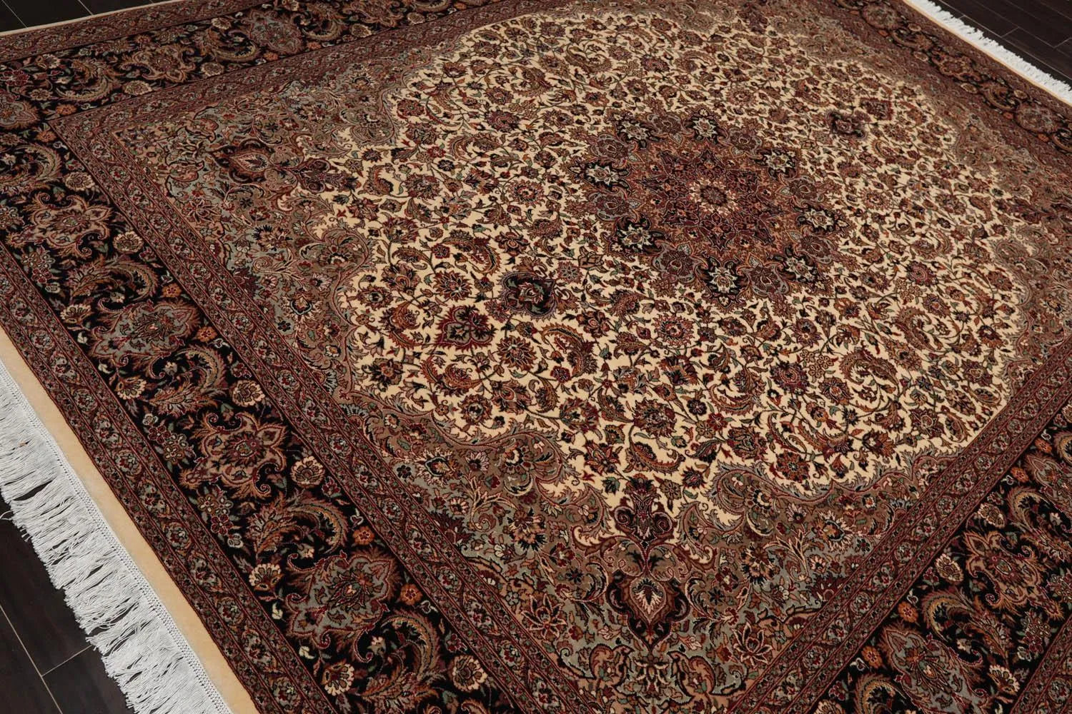8'1” x 10’ Hand Knotted 100% Wool Pak Persian Tabriz 300 KPSI Area Rug Ivory-3