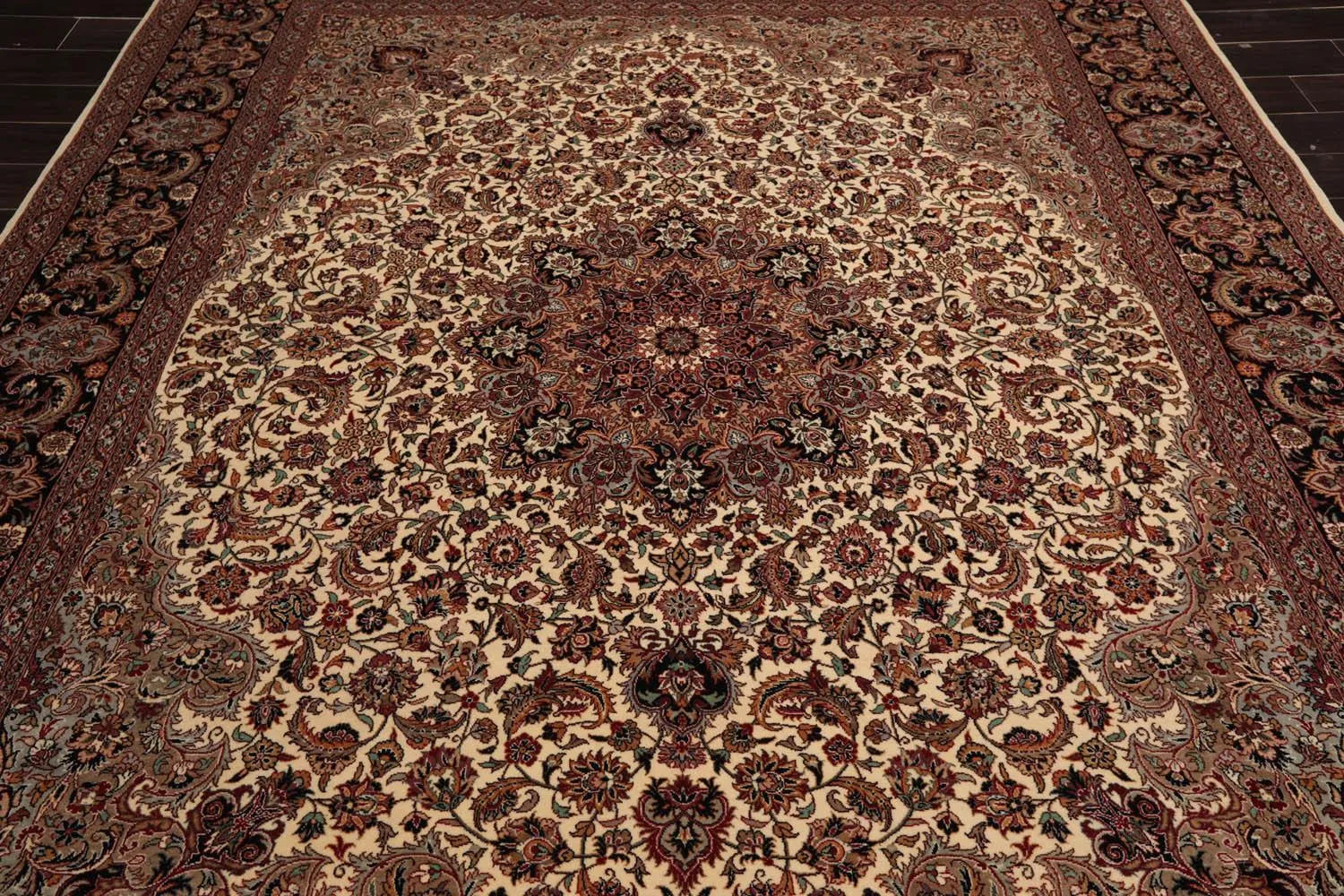 8'1” x 10’ Hand Knotted 100% Wool Pak Persian Tabriz 300 KPSI Area Rug Ivory-4