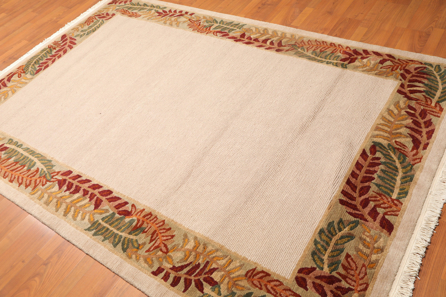 5'10" x 8'5" Hand Knotted Loop & Cut Pile Wool Tibetan Oriental Area Rug Beige-2