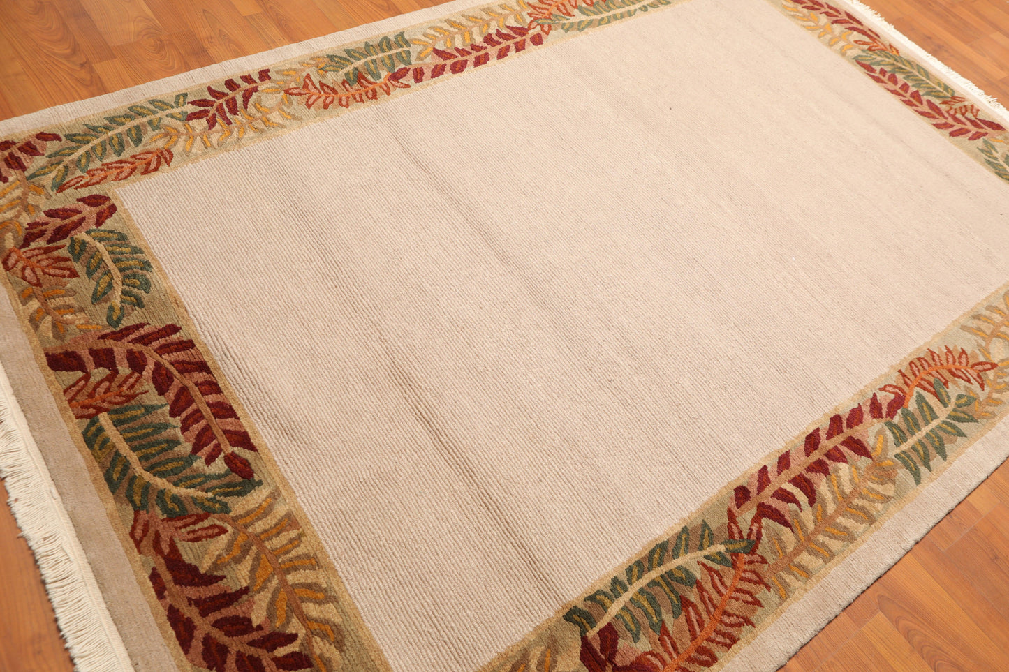 5'10" x 8'5" Hand Knotted Loop & Cut Pile Wool Tibetan Oriental Area Rug Beige-3