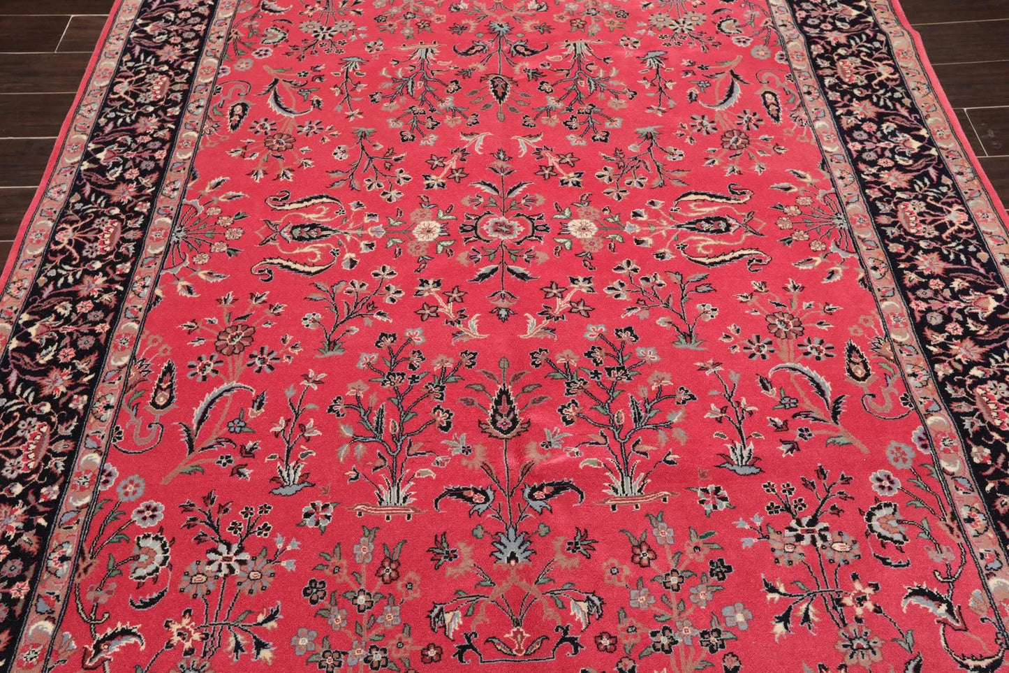 6' x 8'11'' Hand Knotted Wool PakPersian 16/18 Isphahan 300 KPSI Area Rug Pink-4