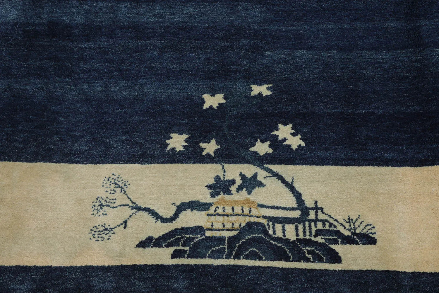 9x12 Navy Blue Hand Knotted Tibetan 100% Wool Michaelian & Kohlberg Chinese Art Deco Oriental Area Rug-3