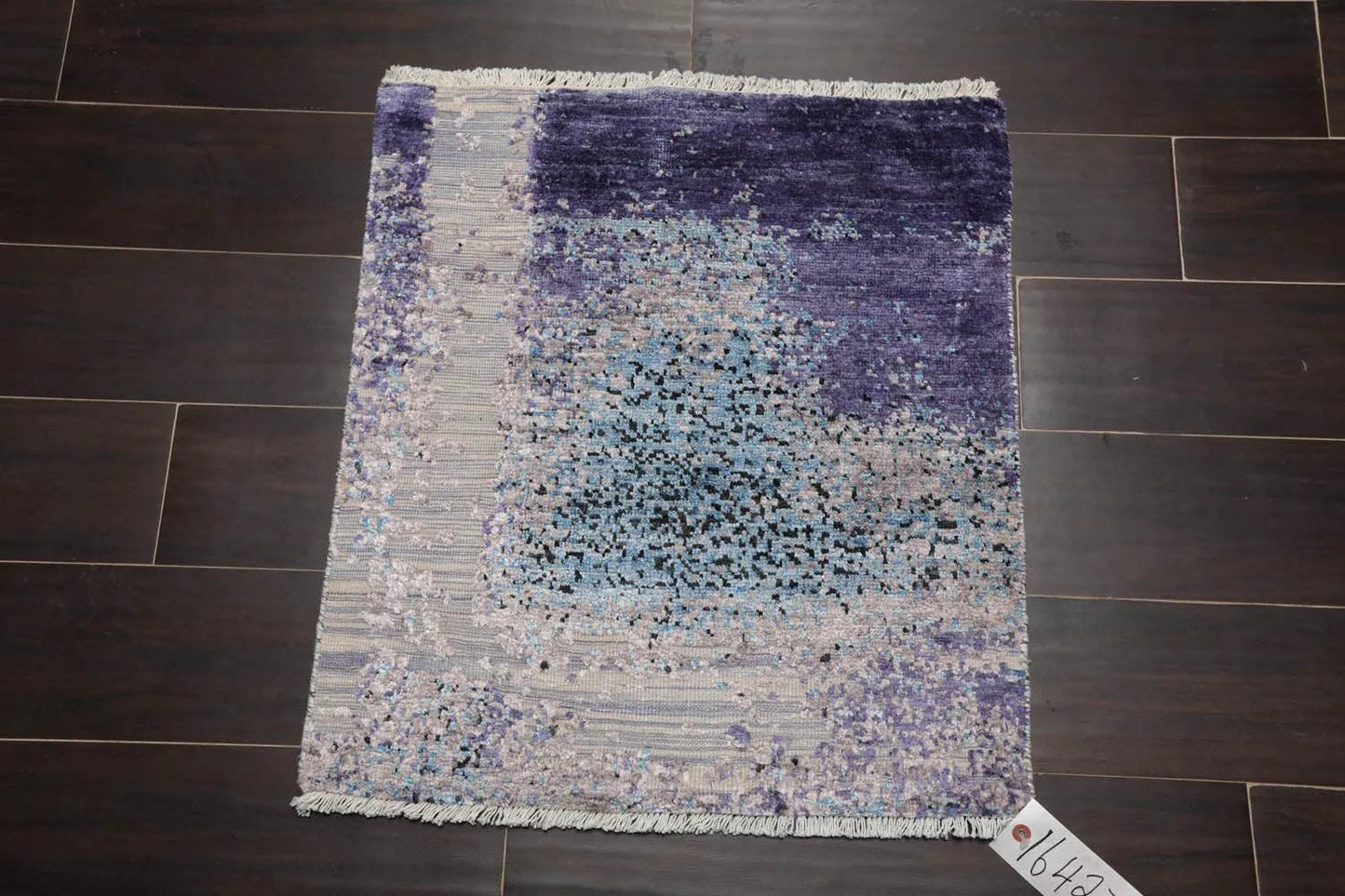 2' x 2' Hand Knotted Wool & Silk Square Modern Tibetan Oriental Area Rug Gray-1