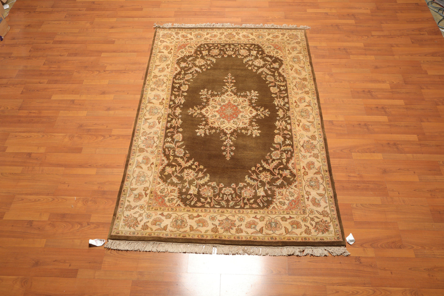 5' x 7'9" Hand Knotted Kermann Traditional 100% Wool Persian Oriental Area rug Mocha-1