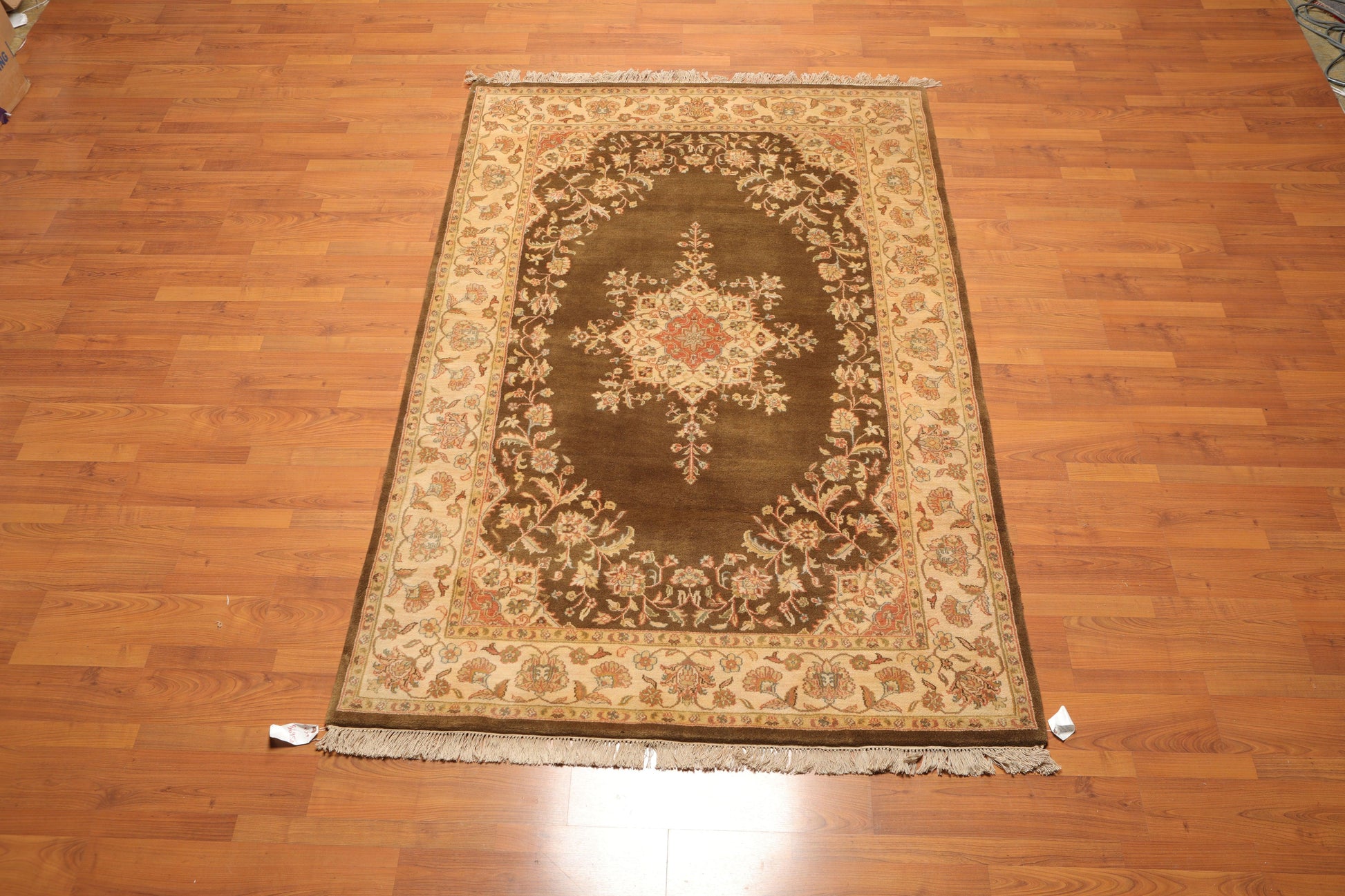 5' x 7'9" Hand Knotted Kermann Traditional 100% Wool Persian Oriental Area rug Mocha-1