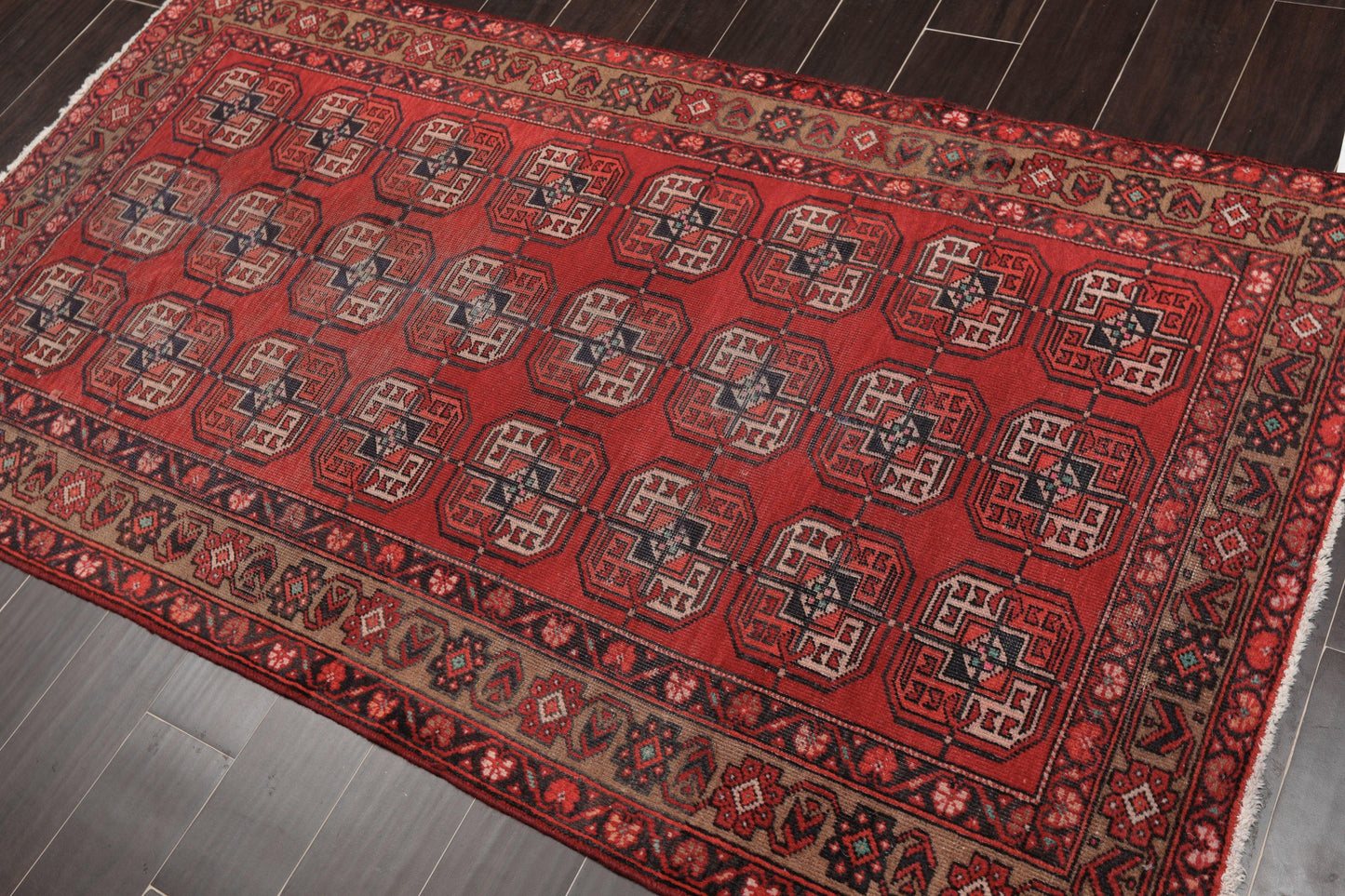 3'9" x 6'8" Hand Knotted Antique 100% Wool Zanjan Oriental Area Rug Red-2