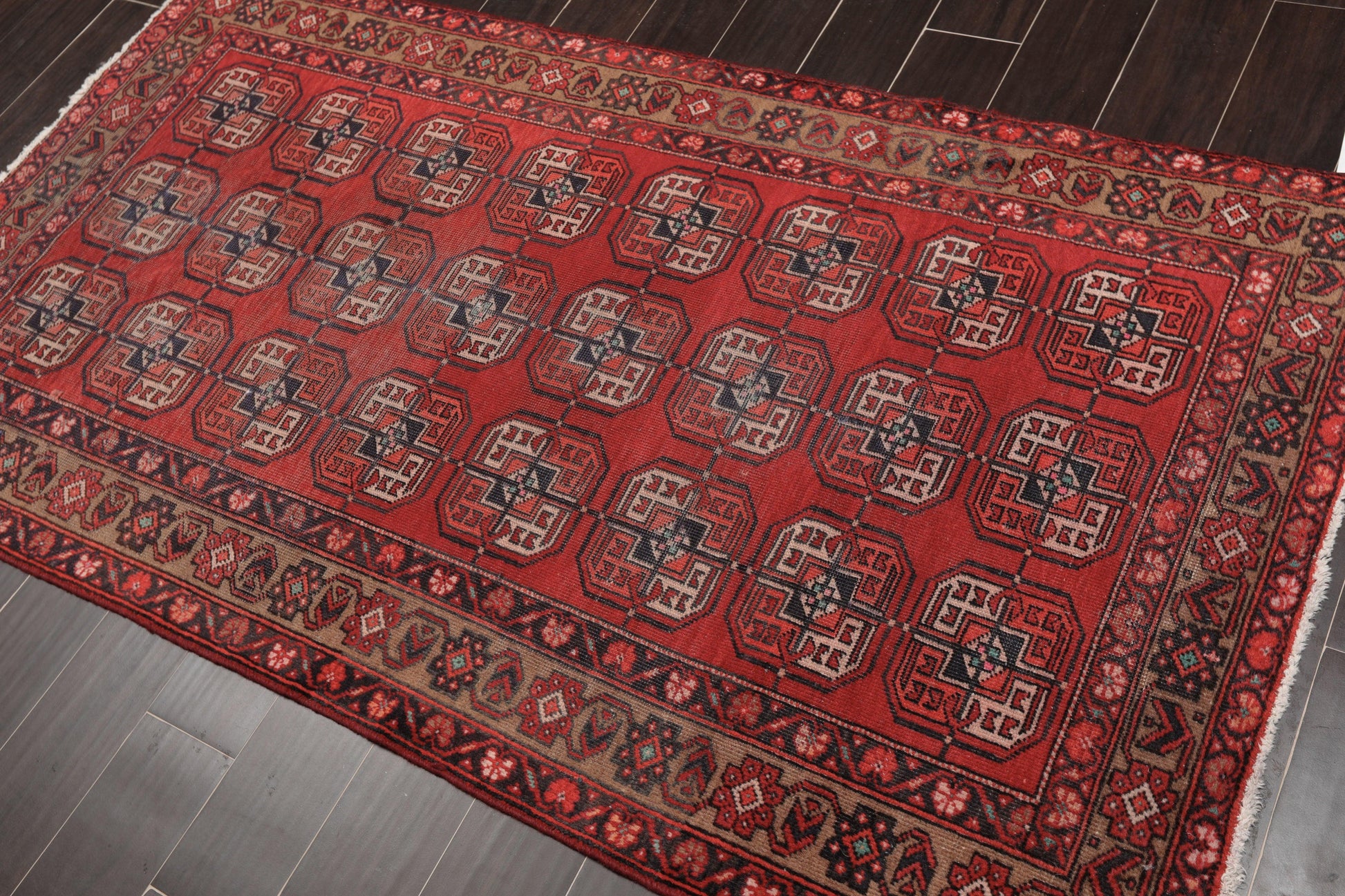 3'9" x 6'8" Hand Knotted Antique 100% Wool Zanjan Oriental Area Rug Red-2