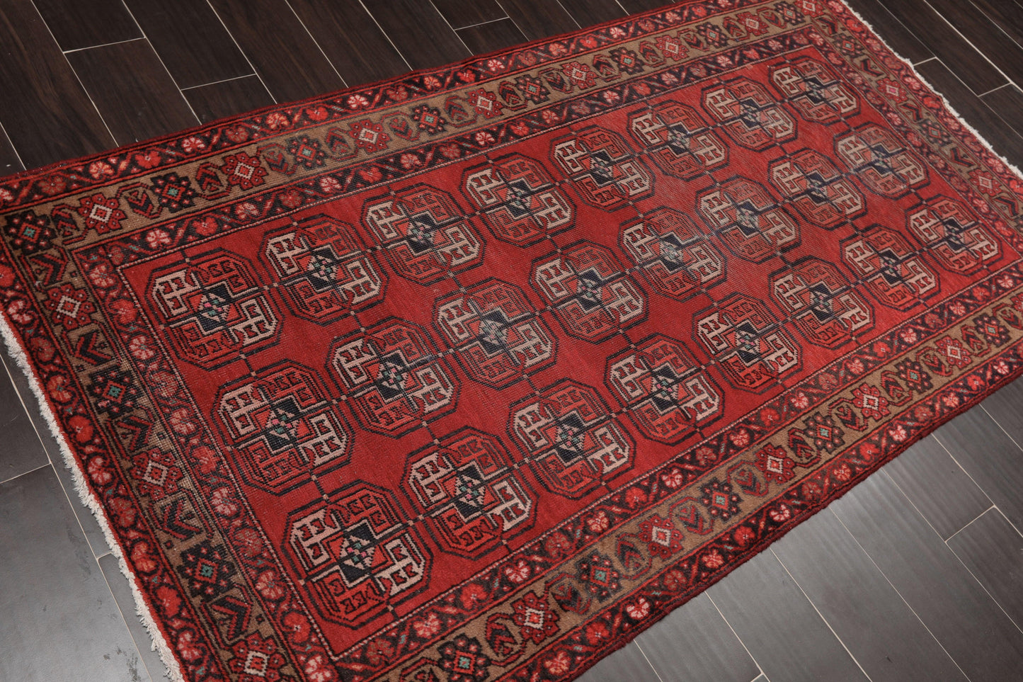 3'9" x 6'8" Hand Knotted Antique 100% Wool Zanjan Oriental Area Rug Red-3