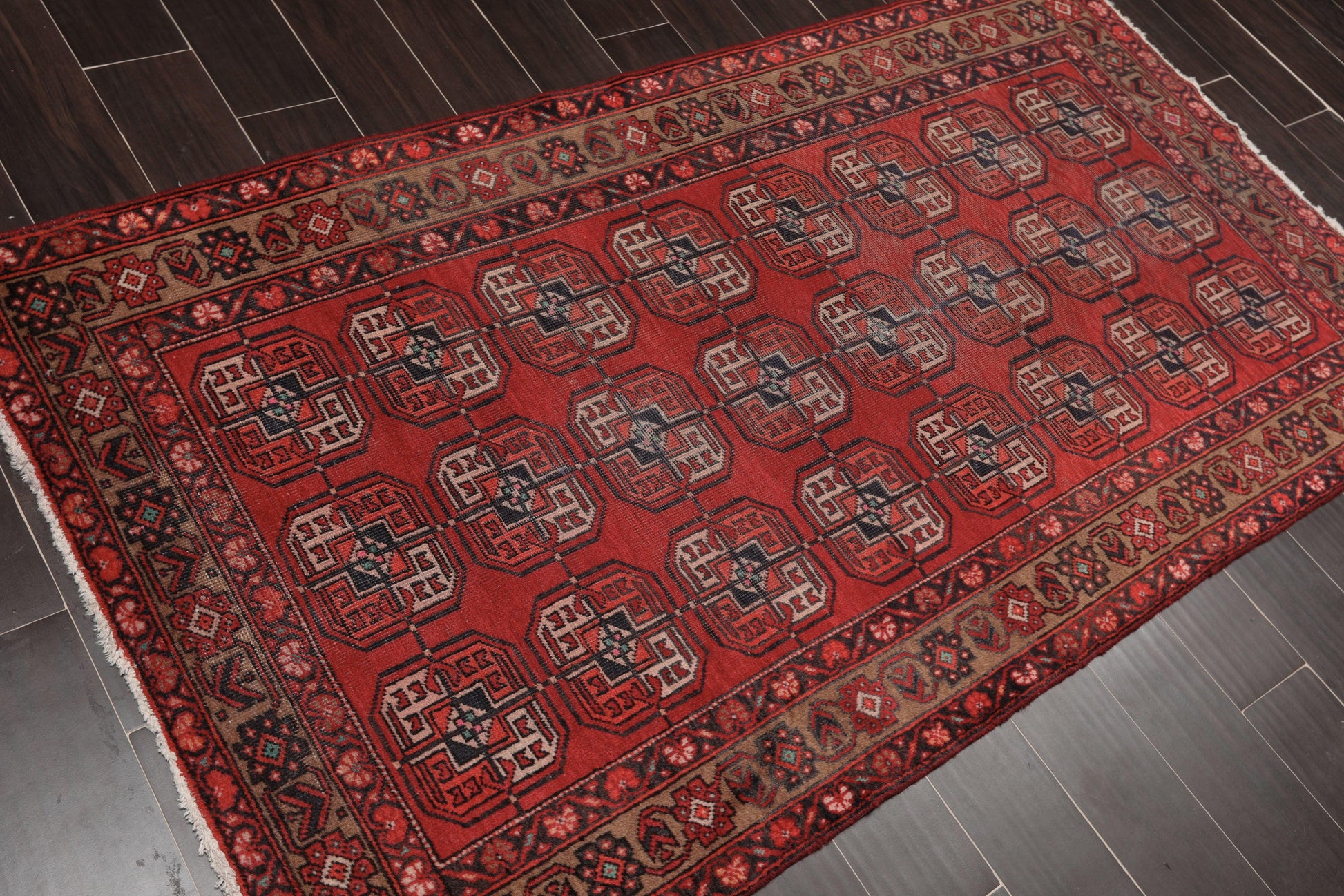 3'9" x 6'8" Hand Knotted Antique 100% Wool Zanjan Oriental Area Rug Red-3