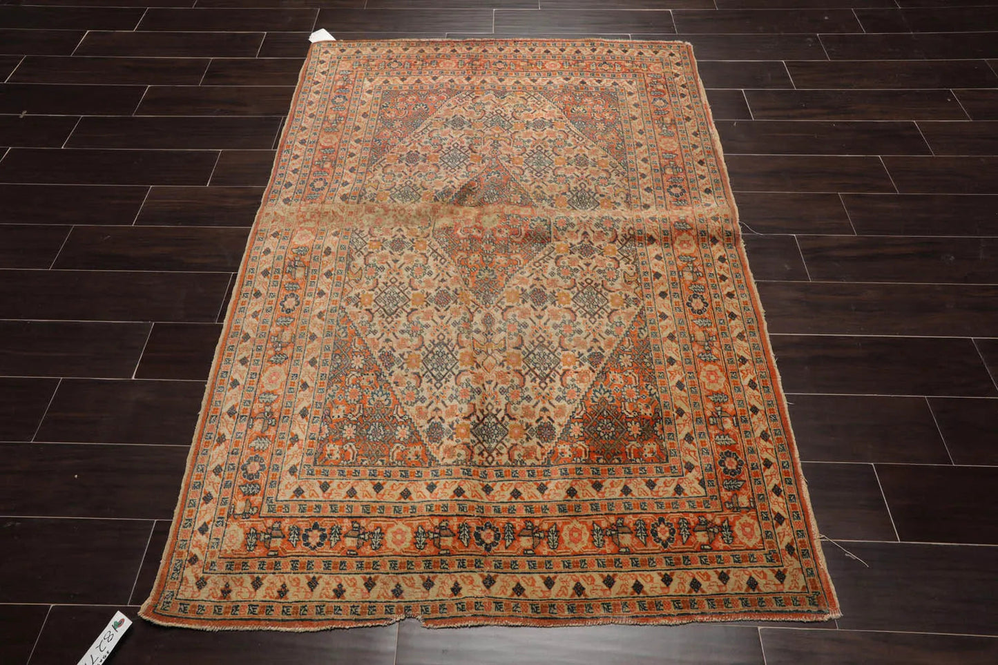 4x6 Beige, Orange Hand Knotted Tribal 100% Wool Heriz Traditional 250 KPSI Oriental Area Rug-2