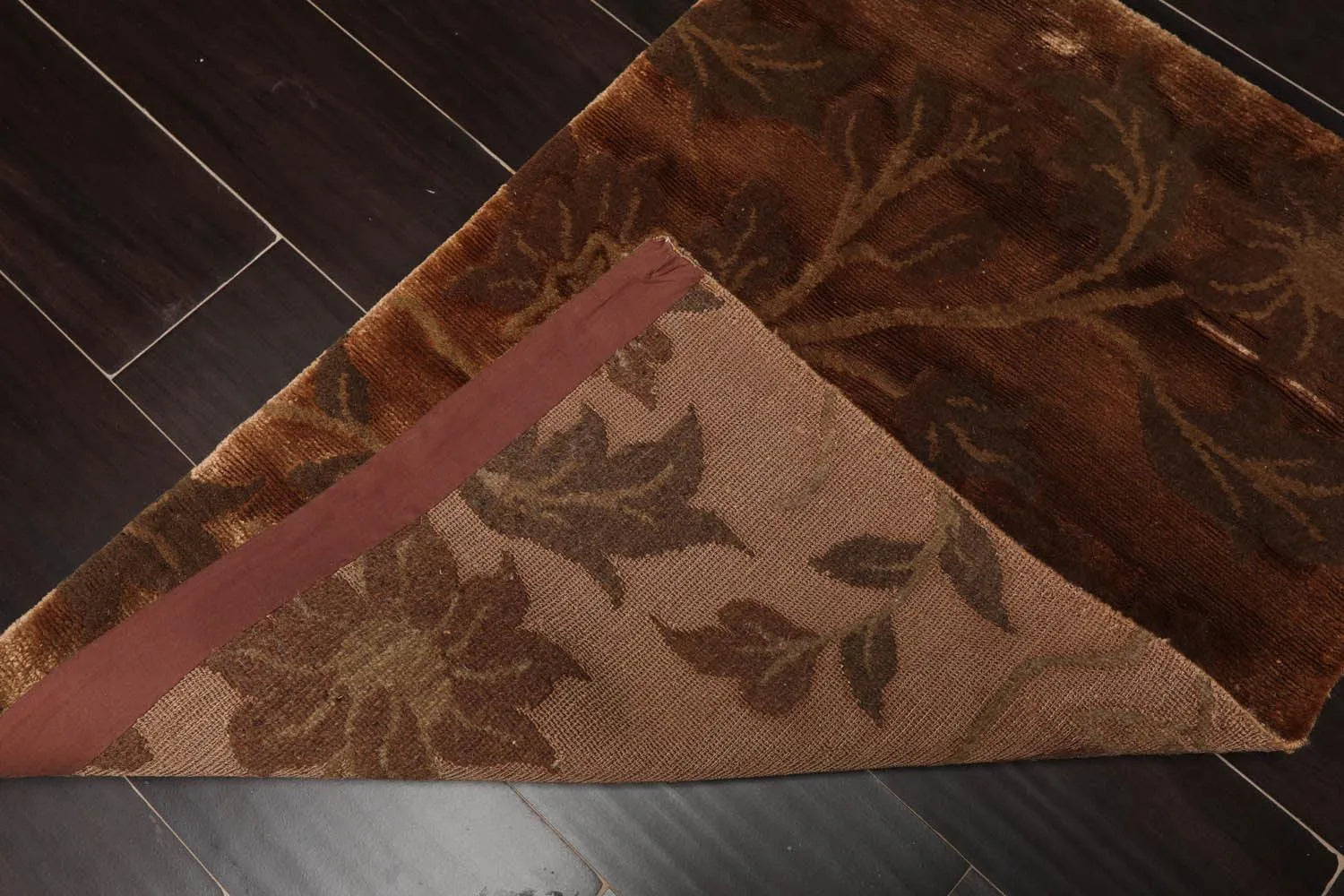 2' x 3' Hand Knotted Wool & Silk Transitional Tibetan Oriental Area Rug Brown-3