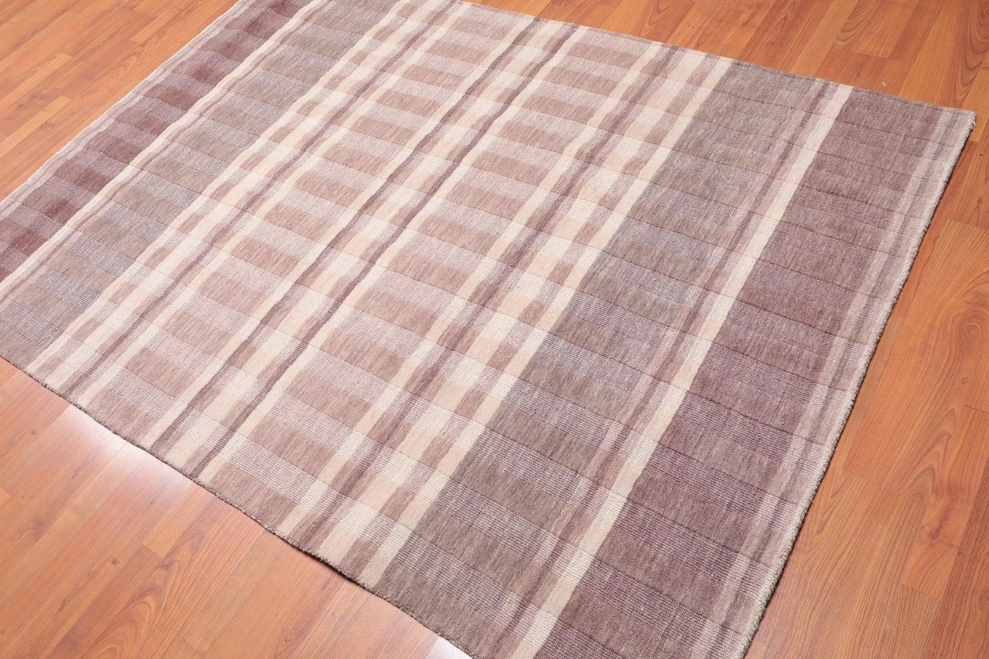 5' x 7' Handmade Contemporary100% Wool Loop & Cut Pile Area Rug Beige-0