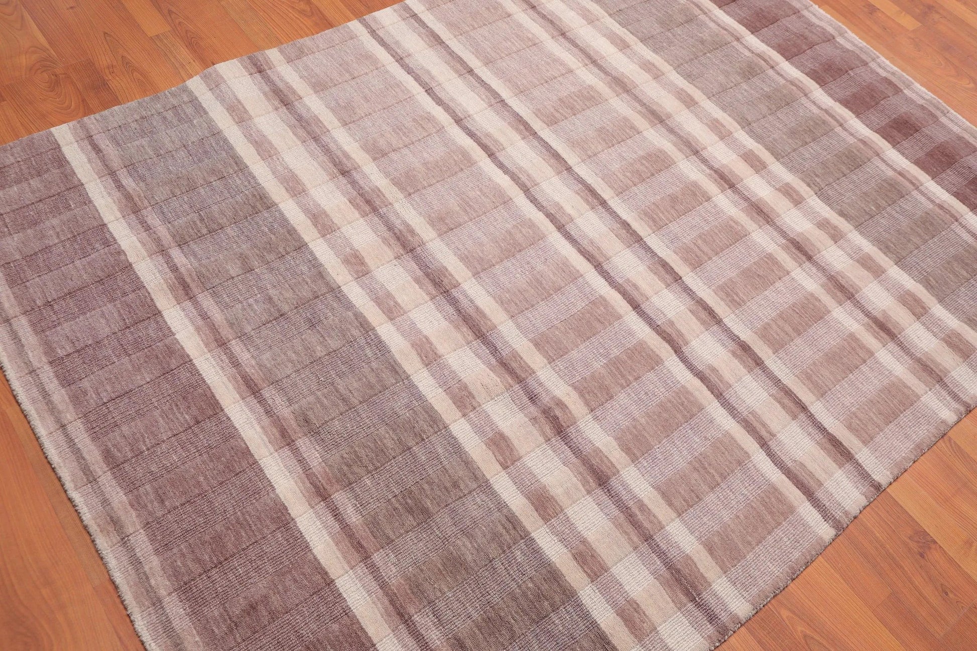 5' x 7' Handmade Contemporary100% Wool Loop & Cut Pile Area Rug Beige-1
