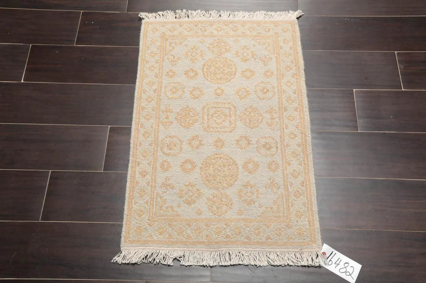 1'10''x2'7'' Hand Knotted 100% Wool Oriental Area Rug Gray-1