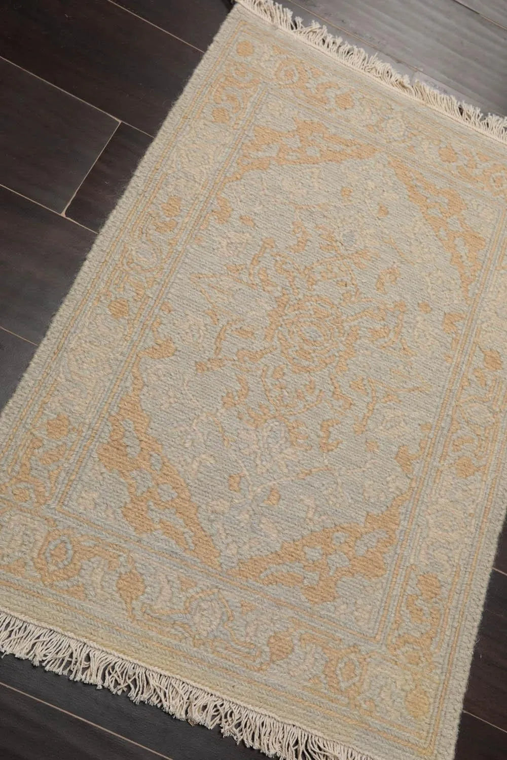 1'10''x2'7'' Hand Knotted 100% Wool Reversible Oriental Area Rug Gray-2