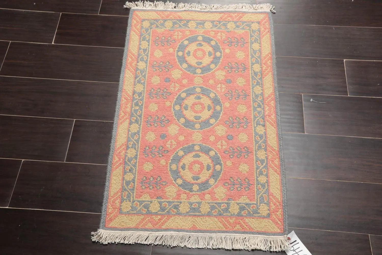 1'10''x2'7'' Hand Knotted 100% Wool Oriental Area Rug Rose-1