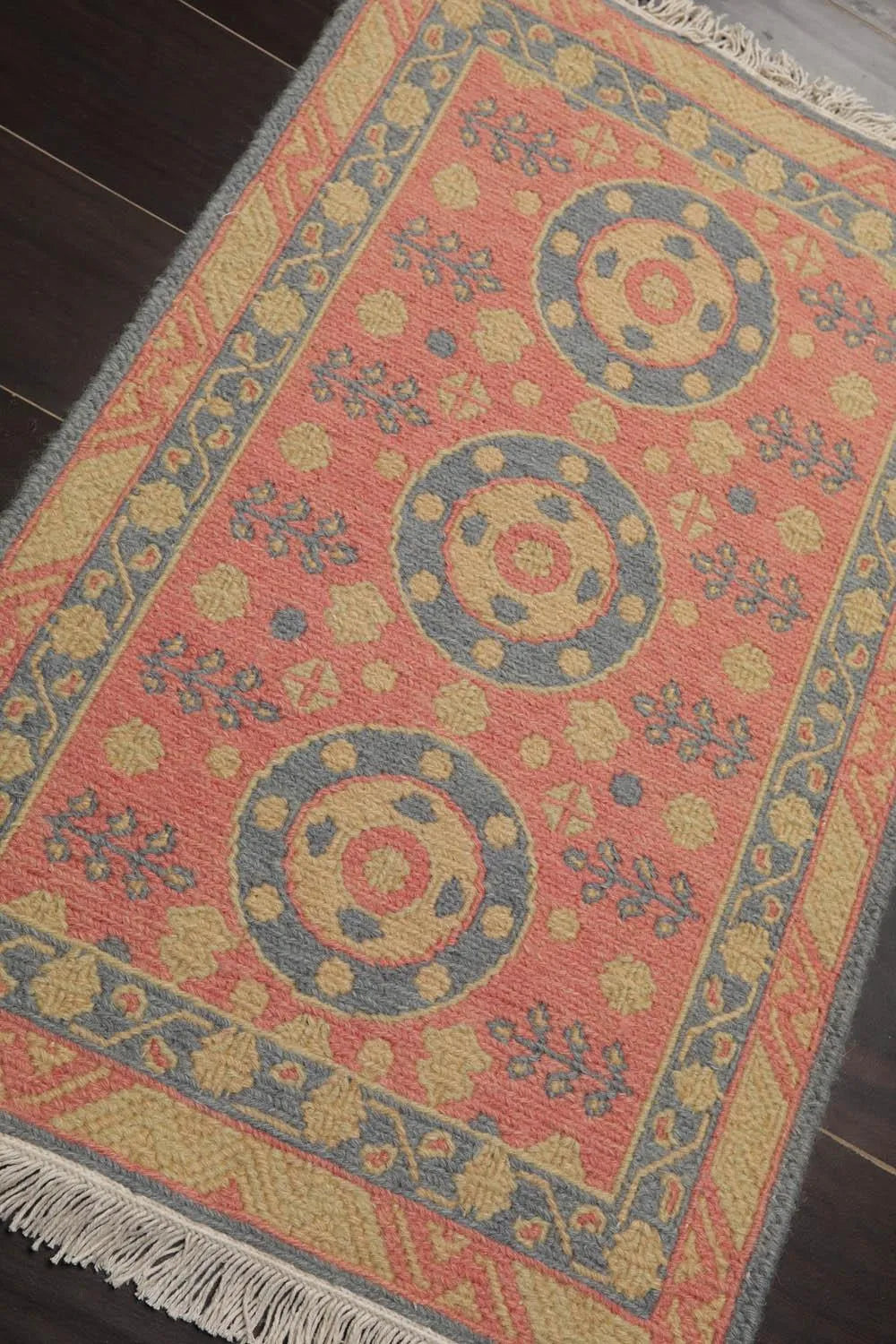 1'10''x2'7'' Hand Knotted 100% Wool Oriental Area Rug Rose-2